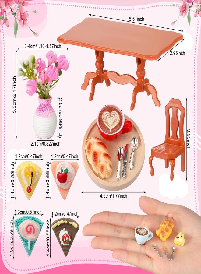 Arrowbash 40 Pieces Miniature Dollhouse Accessories Doll House Furniture Mini Tea Party Set Resin Dollhouse Table Chair Cake Food Sets Play Toys for Dining Room Kitchen Decor Accessories Gifts - Image 2